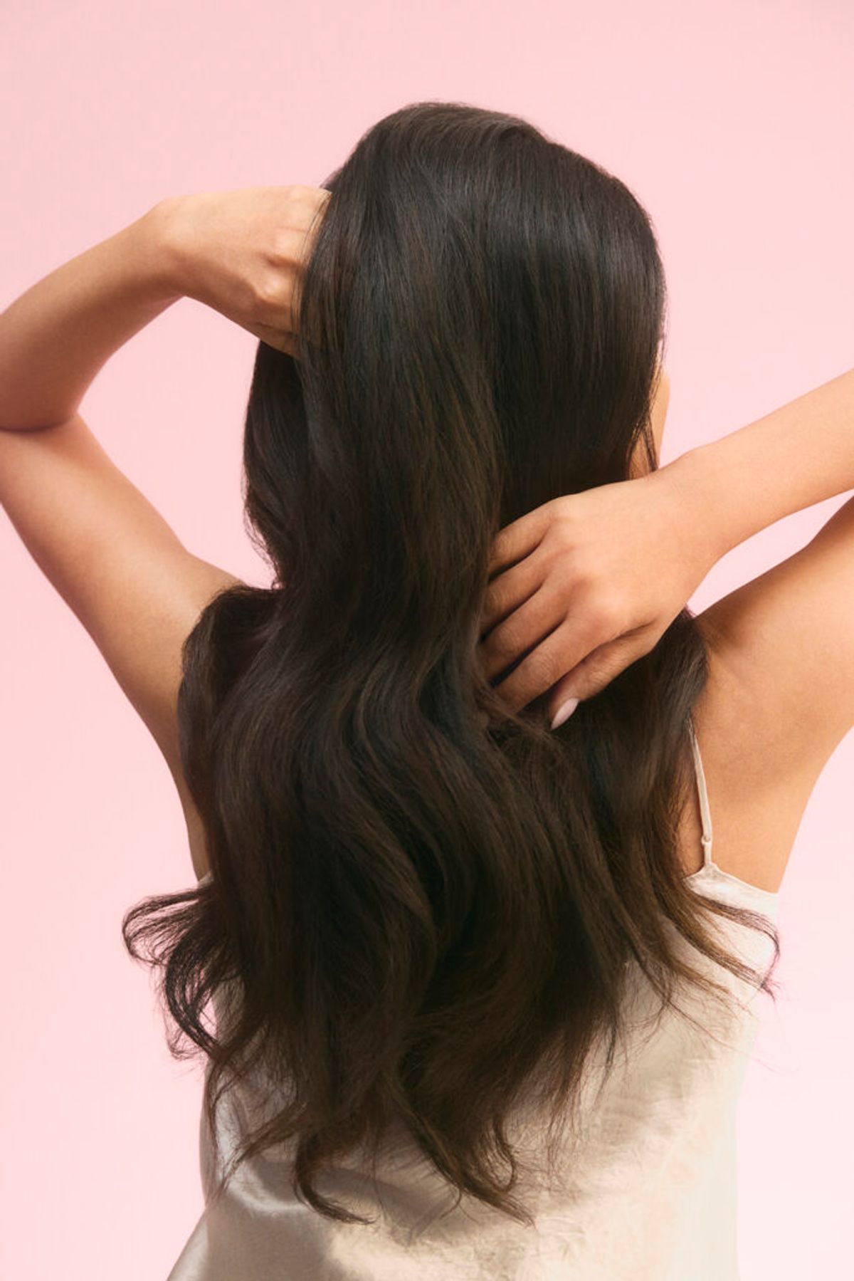 back view woman with long hair