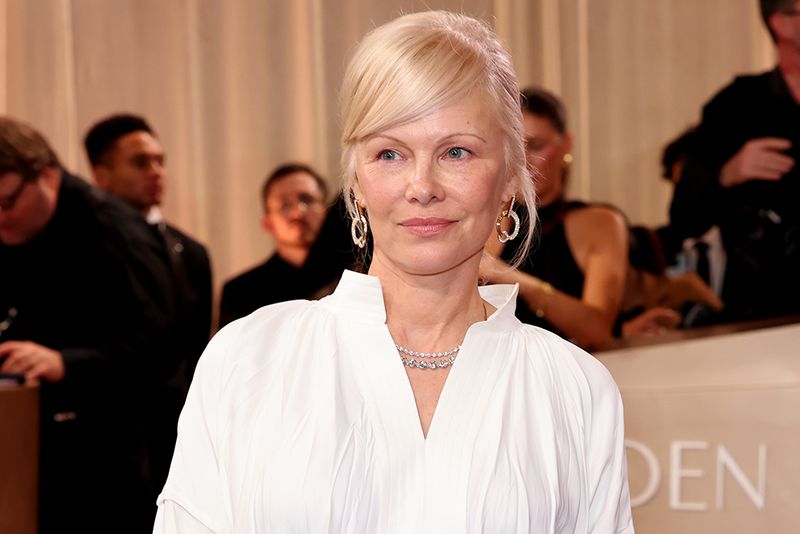 BEVERLY HILLS, CALIFORNIA - JANUARY 11: (FOR EDITORIAL USE ONLY) Pamela Anderson attends the 83rd Annual Golden Globe Awards at The Beverly Hilton on January 11, 2026 in Beverly Hills, California. (Photo by Amy Sussman/Getty Images)