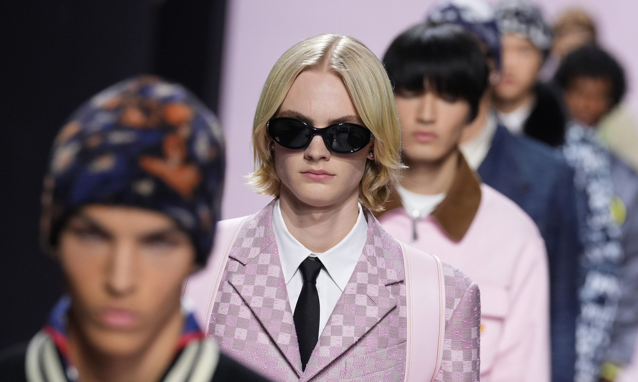 Models walk the runway during the Louis Vuitton Menswear Fall-Winter 2025/2026 show as part of Paris Fashion Week on January 21, 2025 in Paris, France.