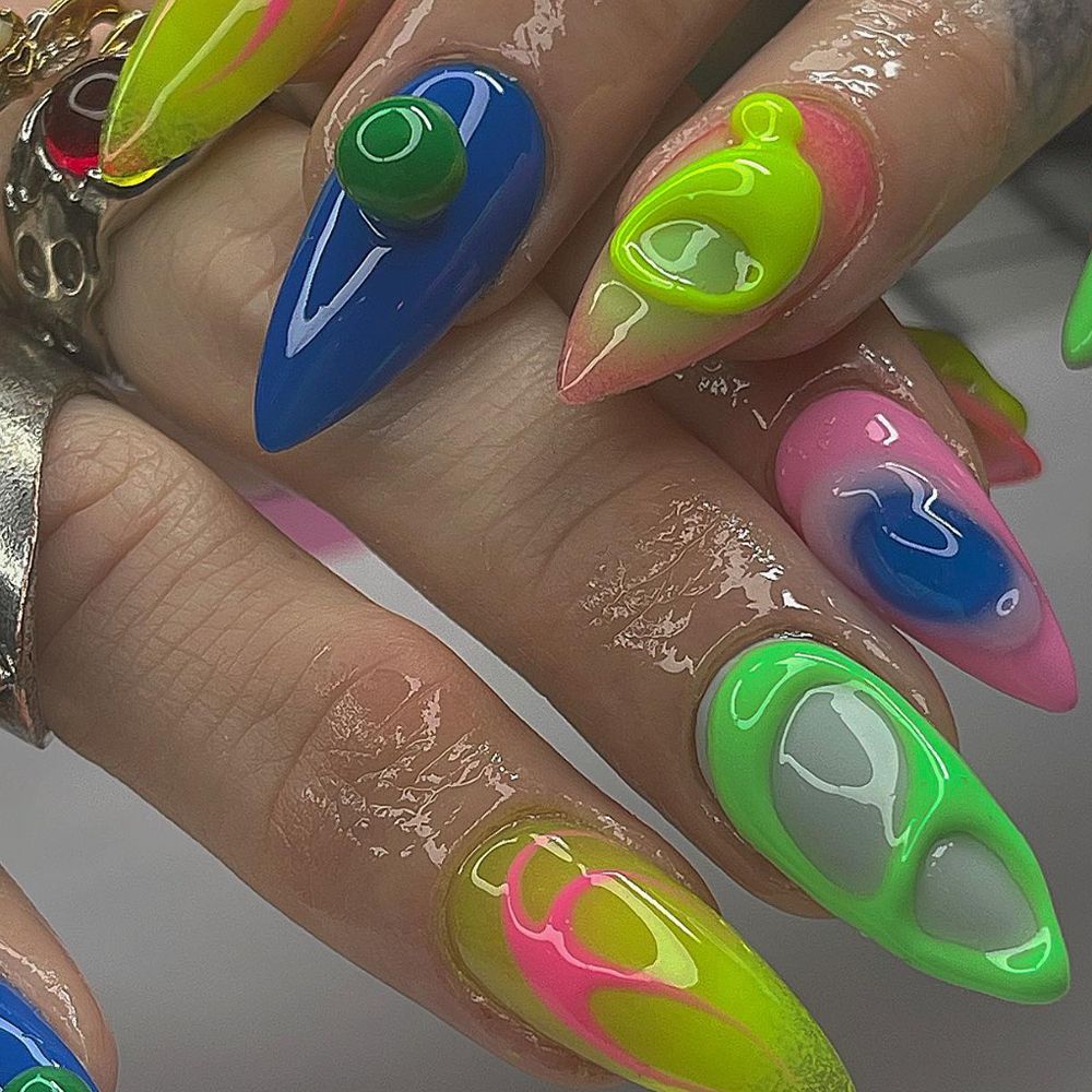 Colorful Futuristic Nails
