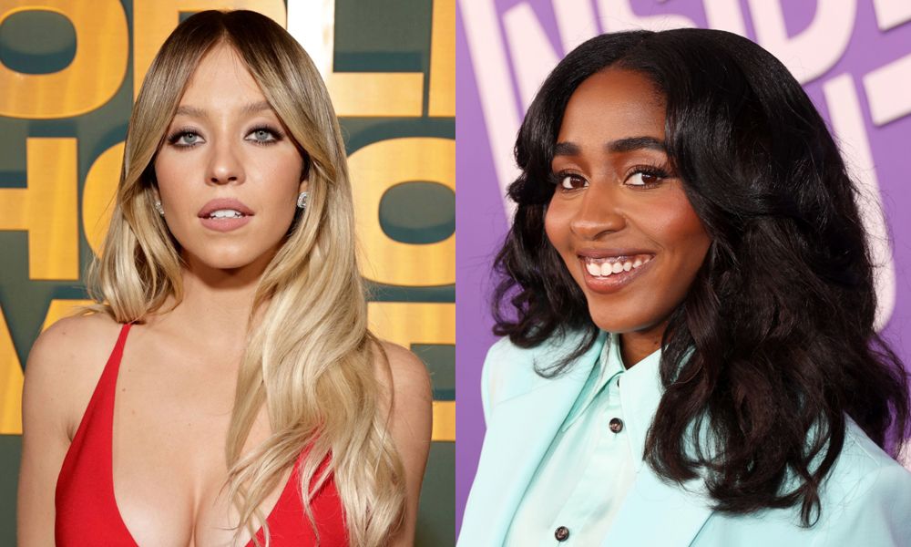 side by side image of Sydney Sweeney and Ayo Edebiri
