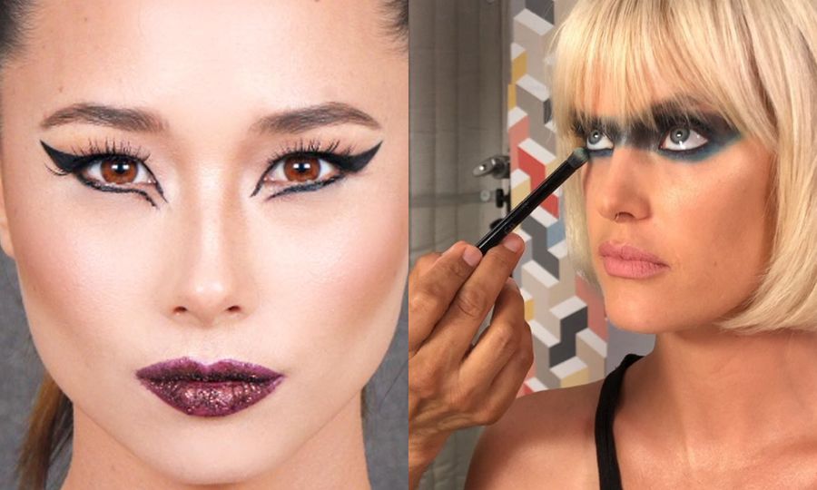 side by side images of easy halloween makeup