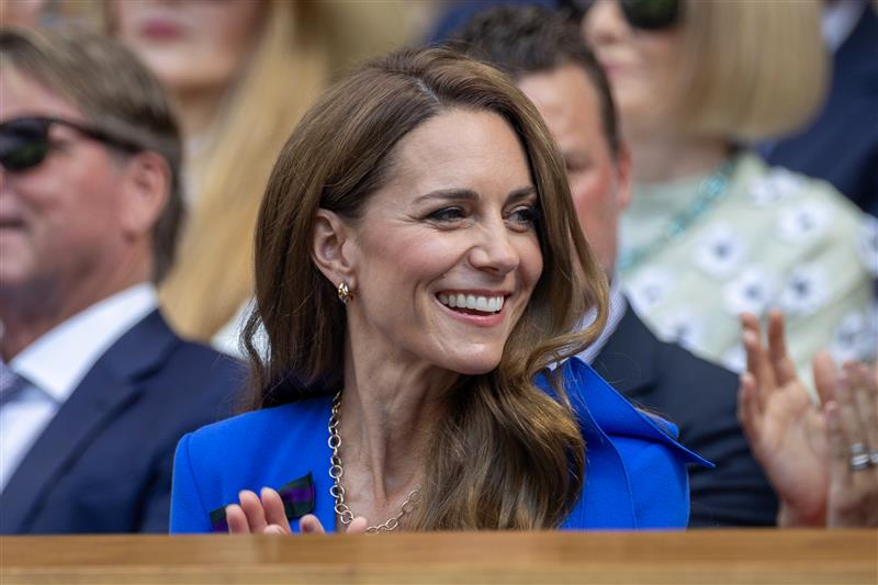 Catherine, Princess of Wales in the Royal Box for the Gentlemen's Singles Final on Centre Court during the Wimbledon Lawn Tennis Championships at the All England Lawn Tennis and Croquet Club at Wimbledon on July 13th, 2025, in London, England.
