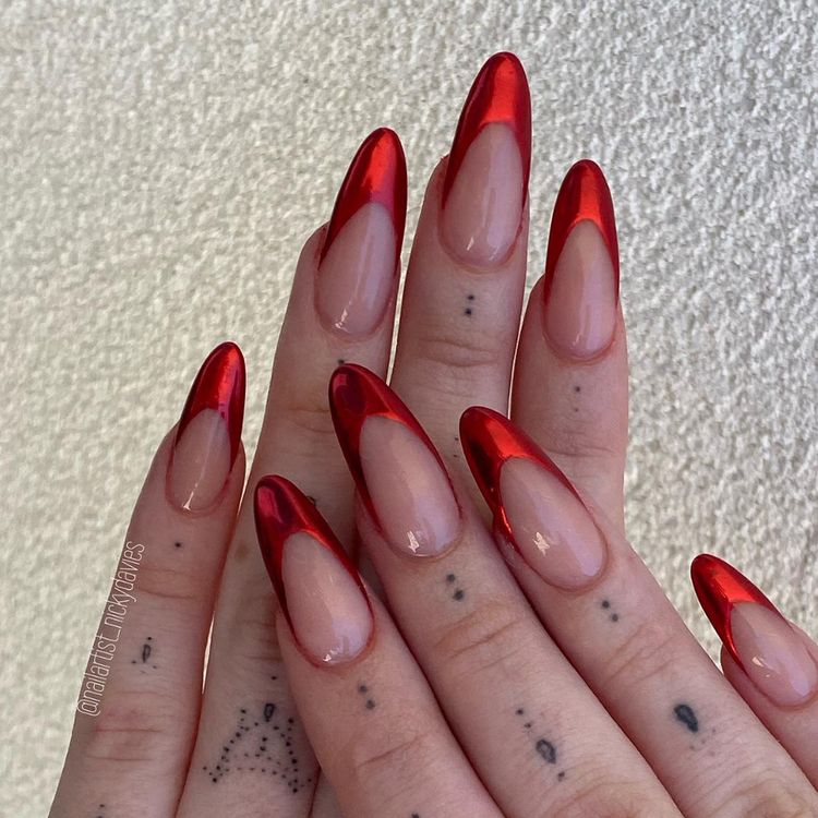 Red Chrome French Tips
