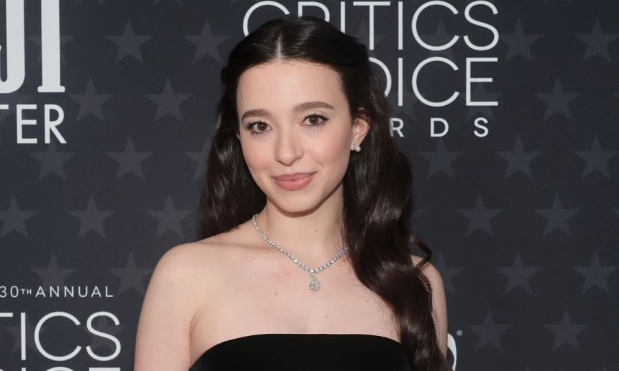 Mikey Madison poses in the press room during the 30th Annual Critics Choice Awards at Barker Hangar on February 07, 2025 in Santa Monica, California.