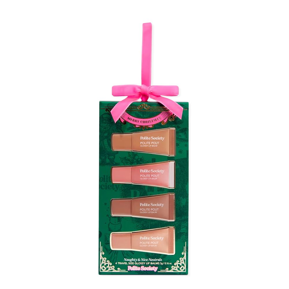 Polite Society Naughty &amp; Nice Neutrals 4 Travel Size Glossy Lip Balms ($25)