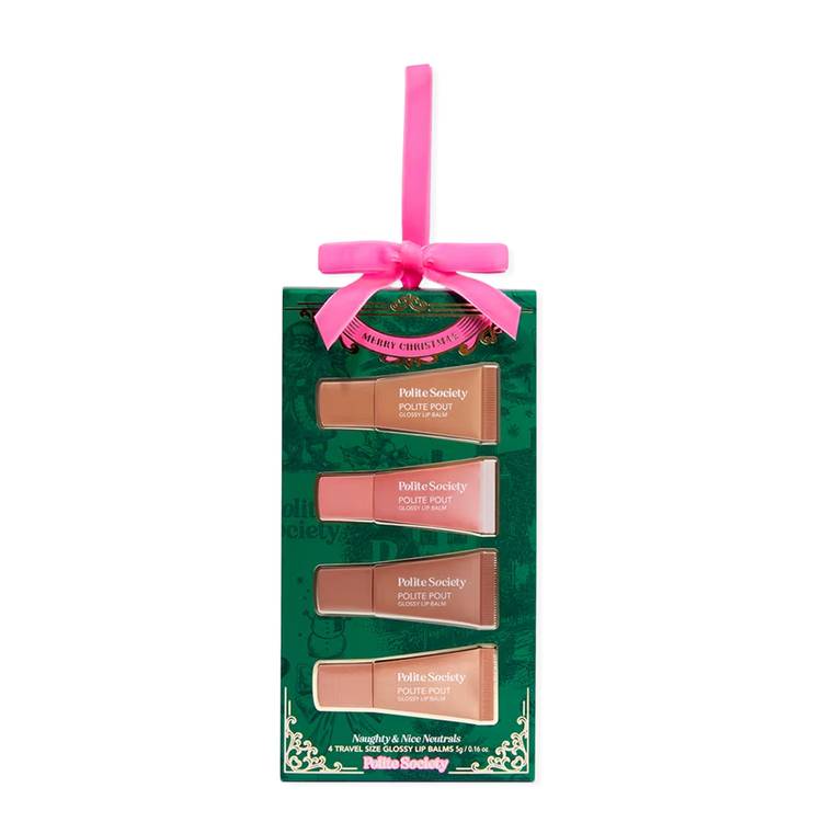 Polite Society Naughty &amp; Nice Neutrals 4 Travel Size Glossy Lip Balms ($25)