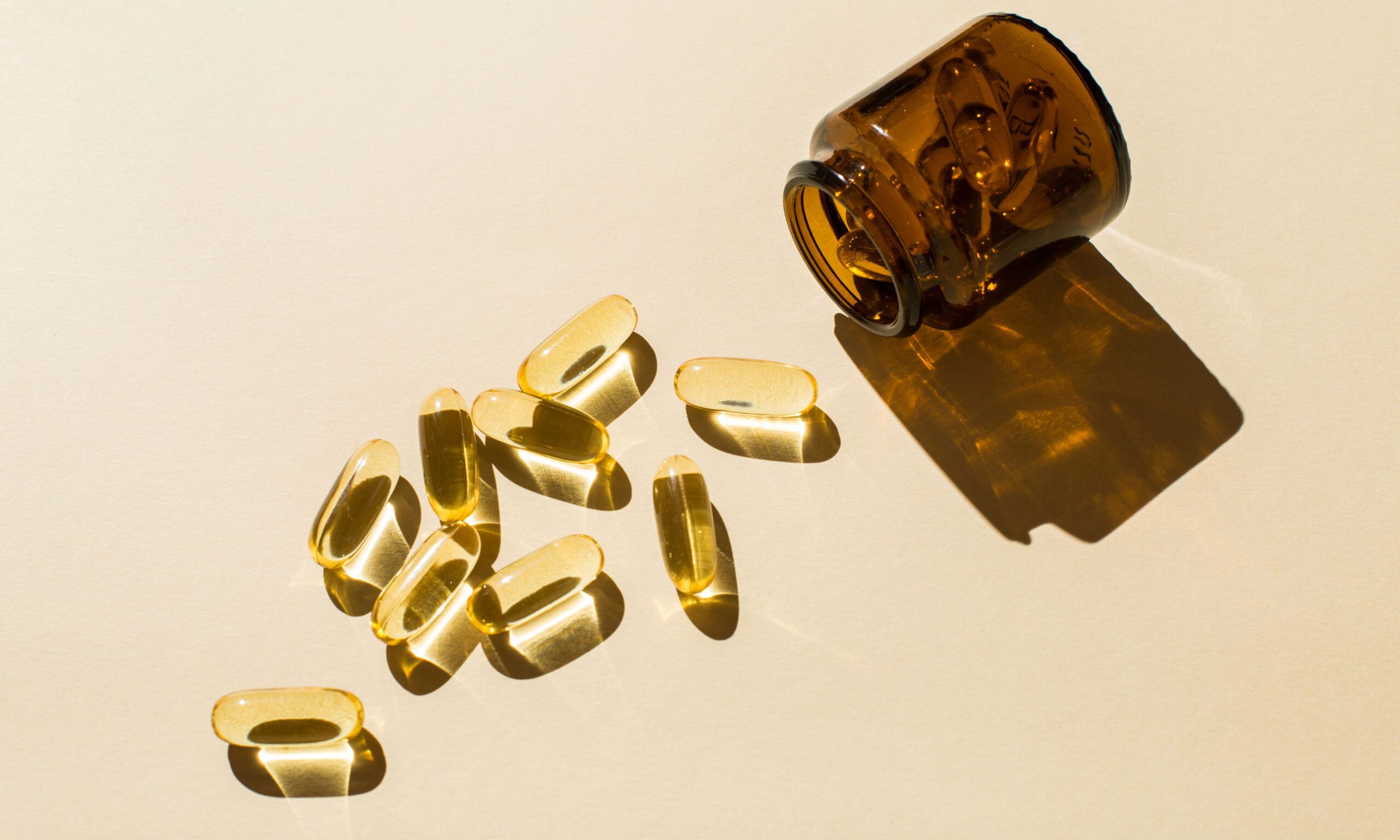 oral supplements beige background