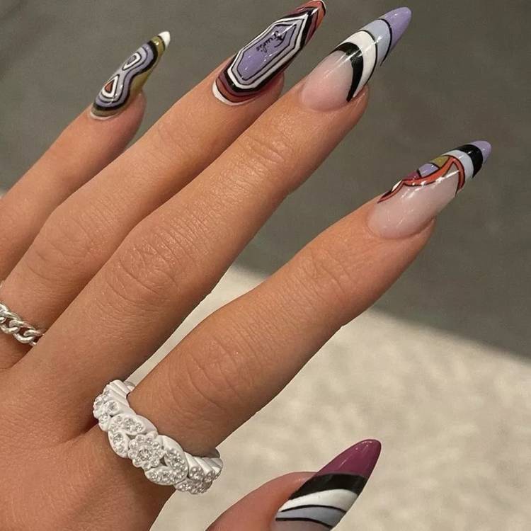 Kylie Jenner's Emilio Pucci-inspired nails by celebrity manicurist Chaun Legend