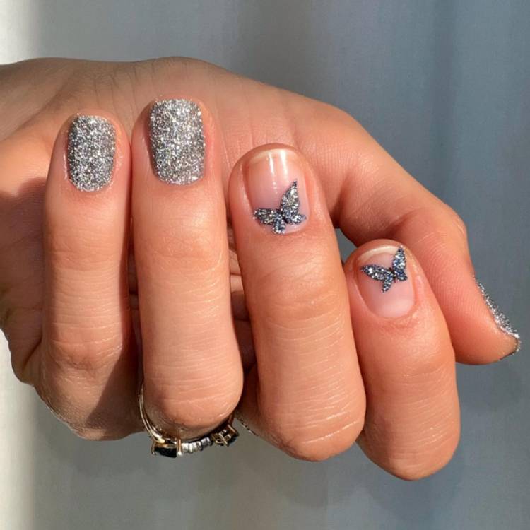 Shimmering Butterfly Nails