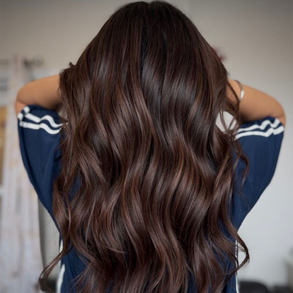 glossy cocoa hair color