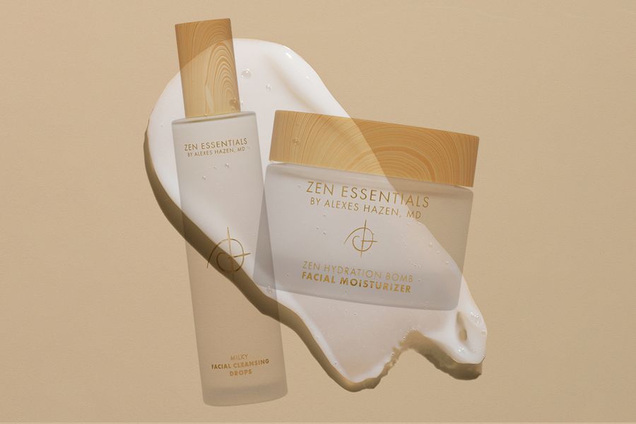 zen essentials products on a smear background