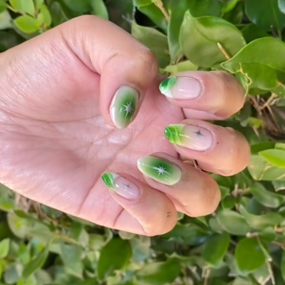 Green Ombré Aura Nails