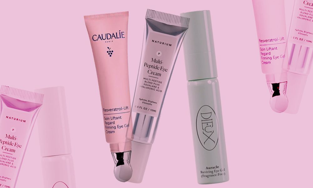 peptide eye creams on pink background