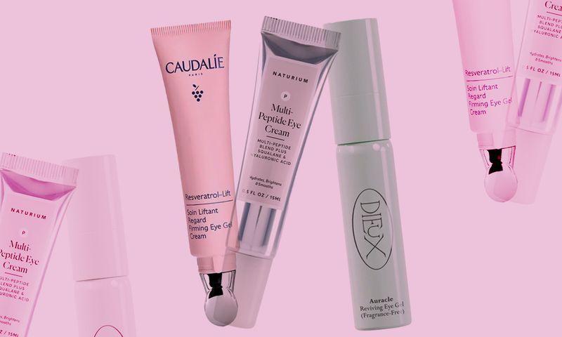 peptide eye creams on pink background