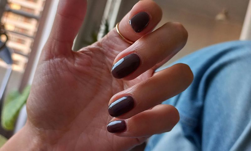 brown nails manicure