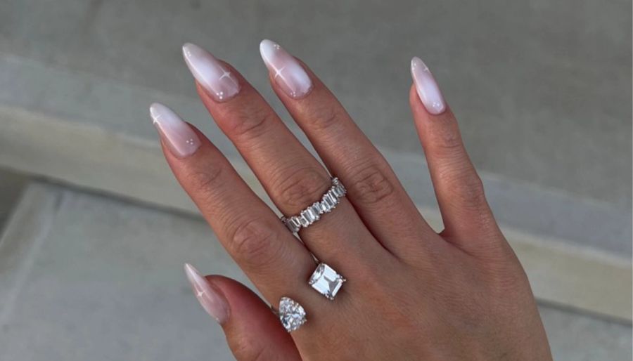 milky aura nails