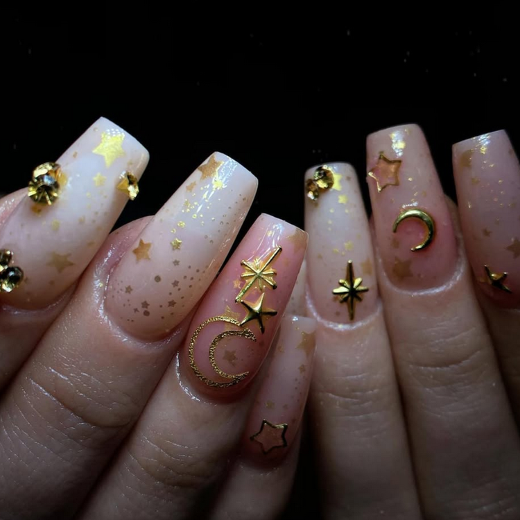 Gold Celestial Nails