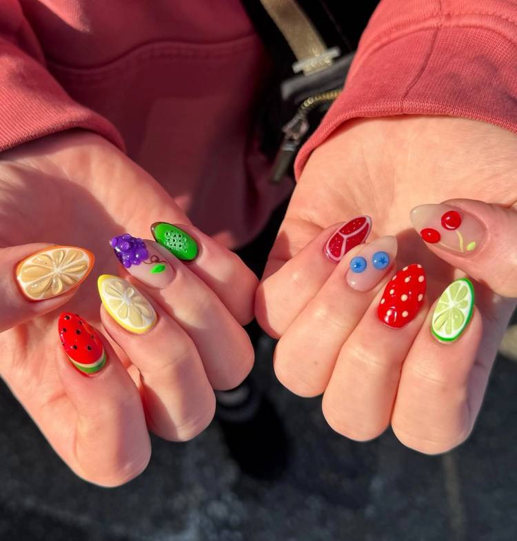 watermelon fruit 3d nails