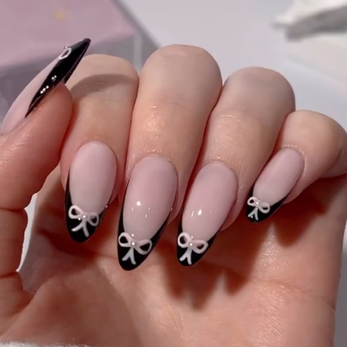 dark coquette manicure