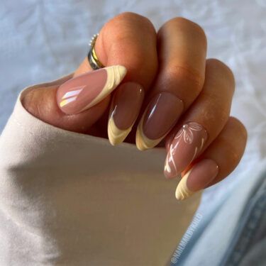 butter yellow french manicure