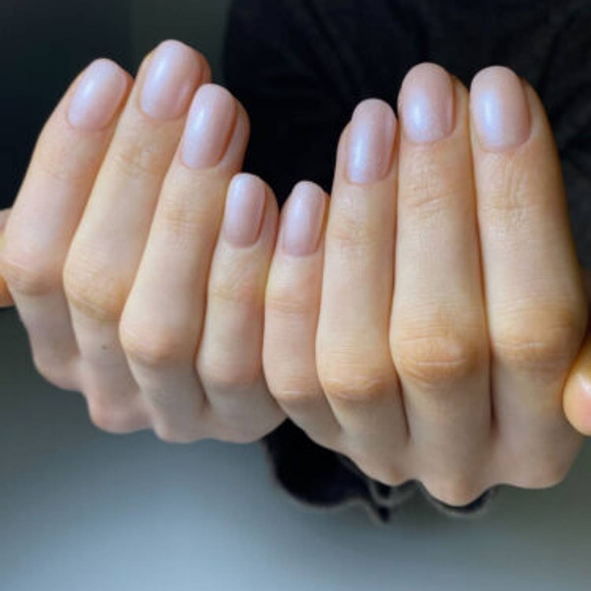 shimmery pink squoval nails
