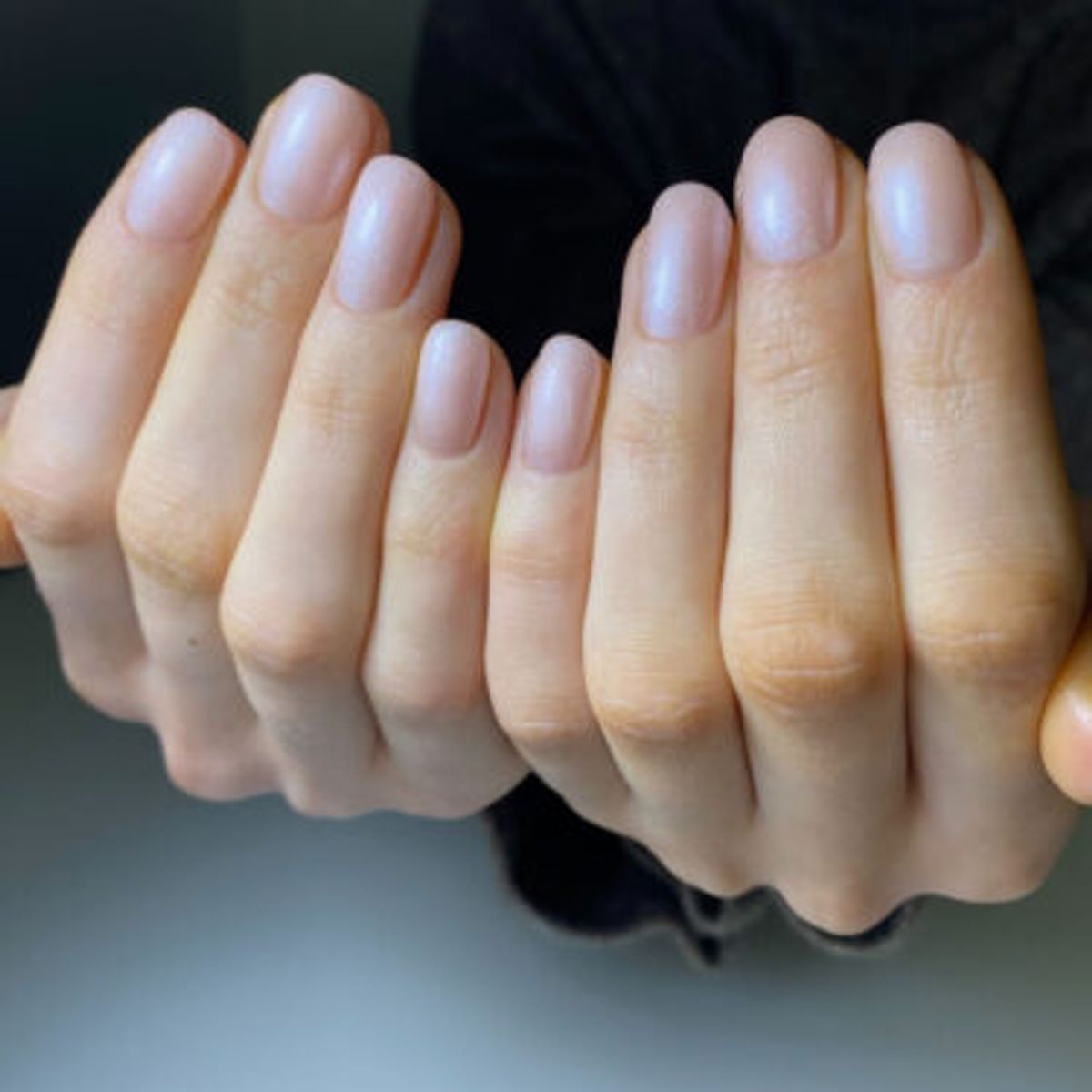 shimmery pink squoval nails