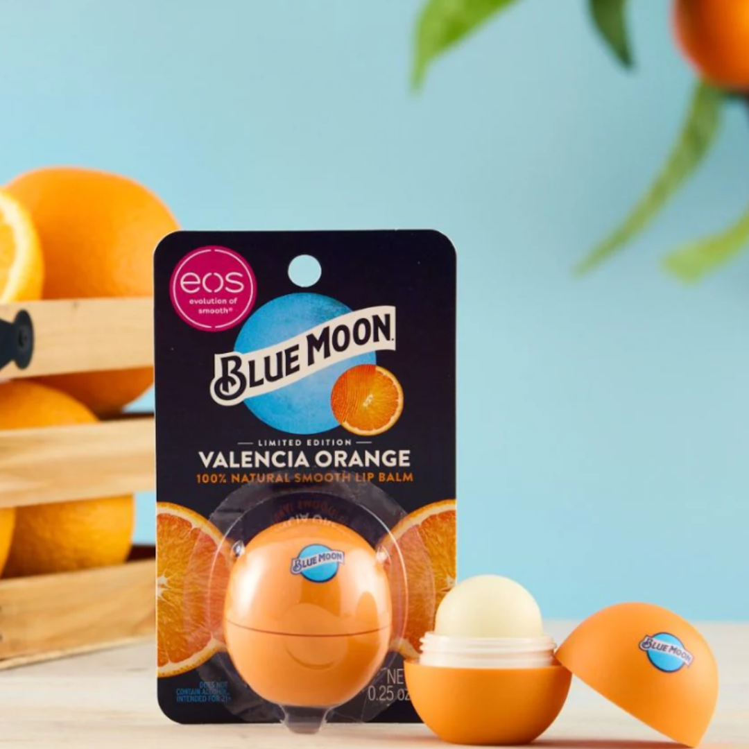 eos x Blue Moon Valencia Orange Lip Balm ($5)