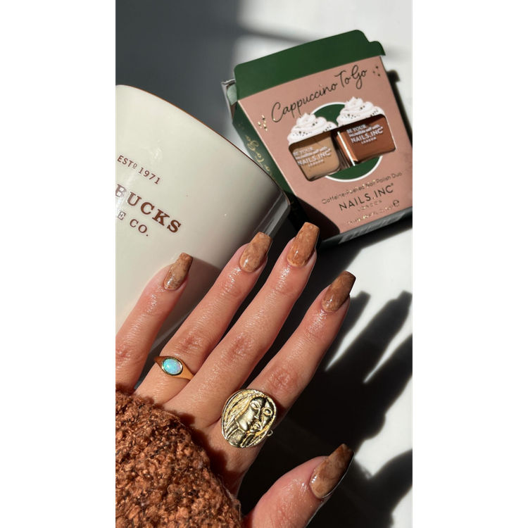 Marbled Latte Nails