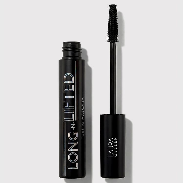 Laura Geller Long-n-Lifted Tubing Mascara with wand and tube shown against a neutral background, featured in the brand’s age-based sale.
