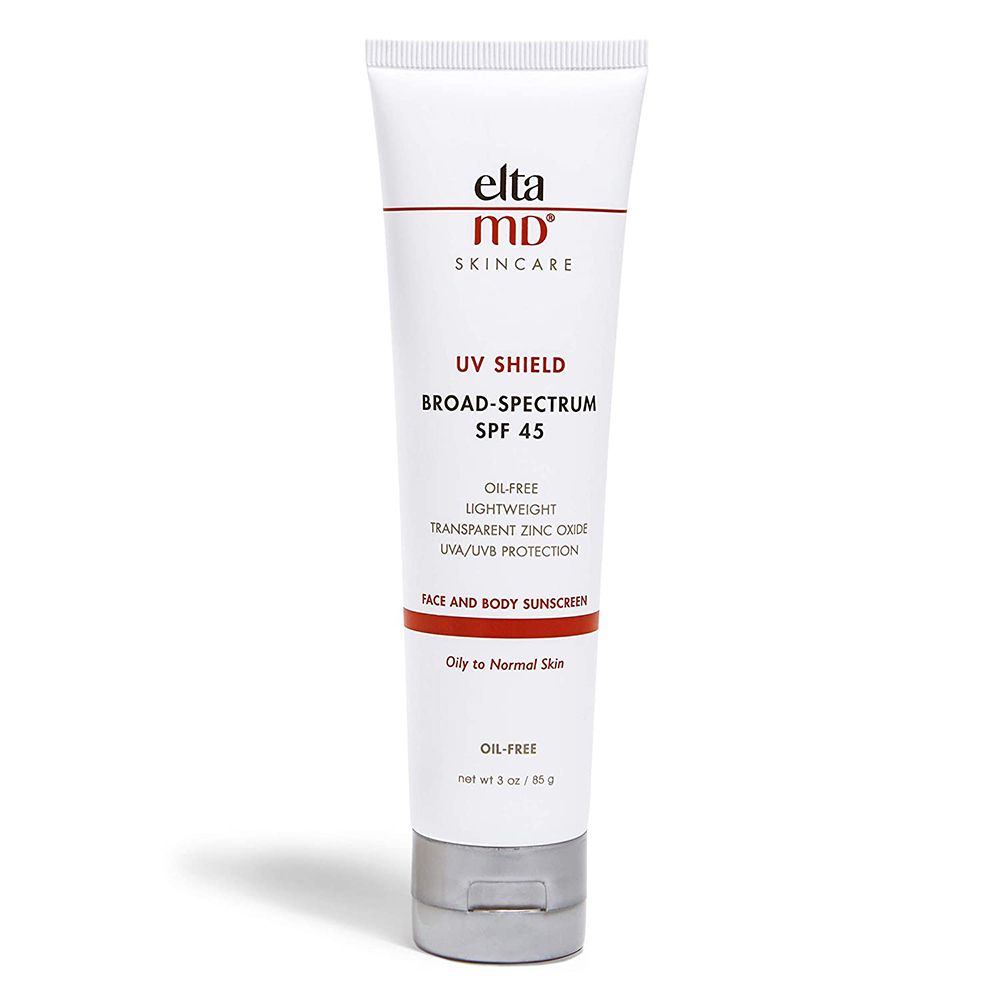 Avoid white spots with a mineral sunscreen that protects the neck and chest.