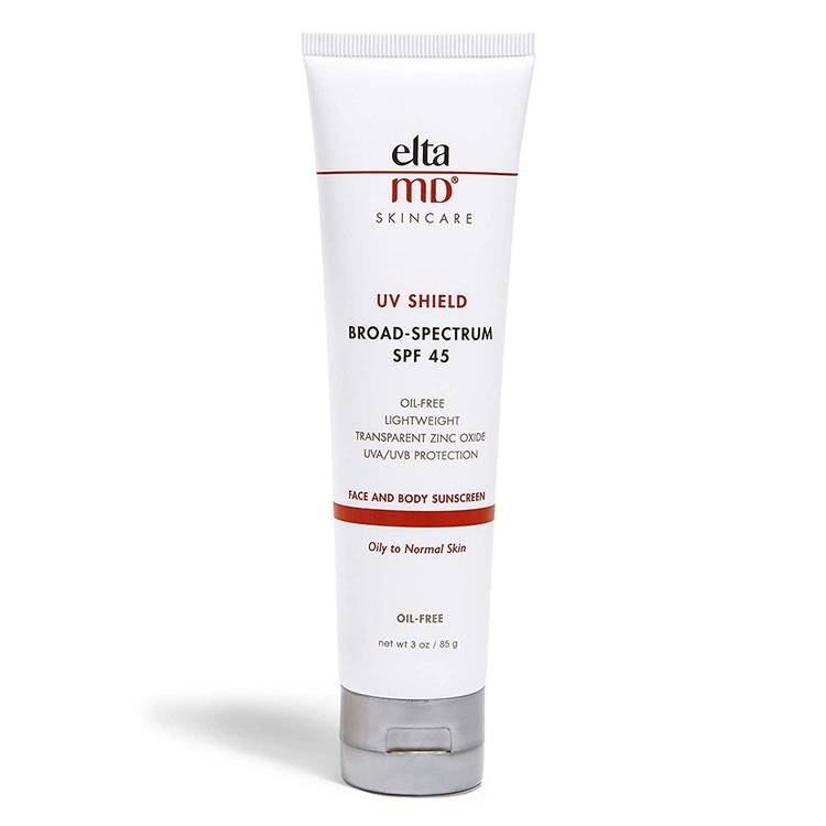 Avoid white spots with a mineral sunscreen that protects the neck and chest.
