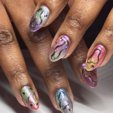 metallic raindbow nails