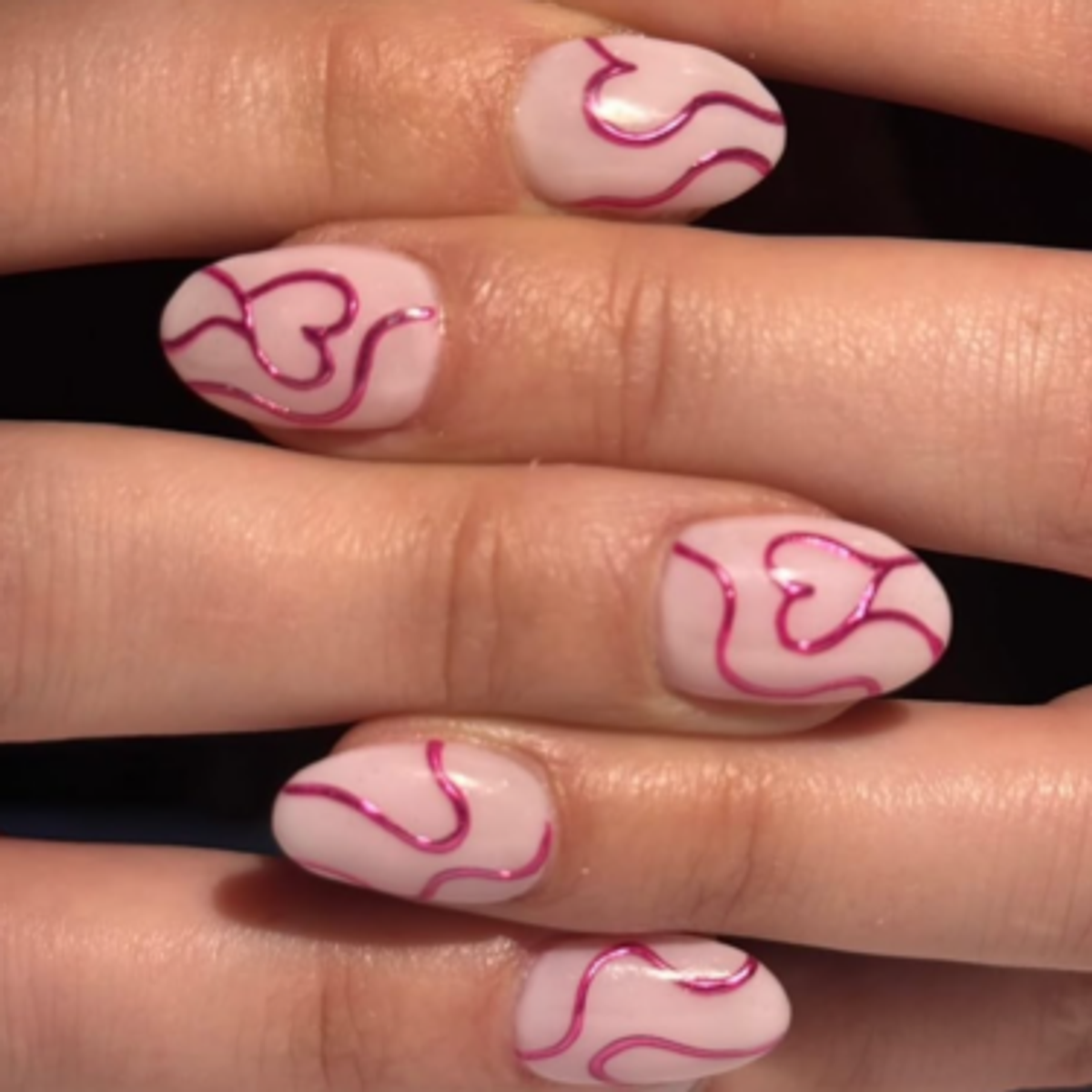 metallic pink nails