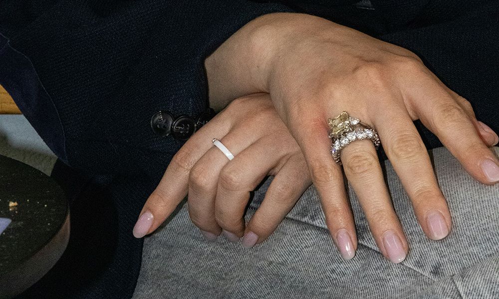 nude manicure on hands