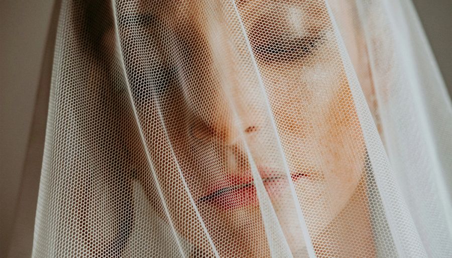 woman in a wedding veil