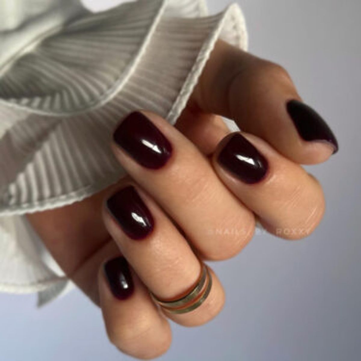 dark red squoval nails