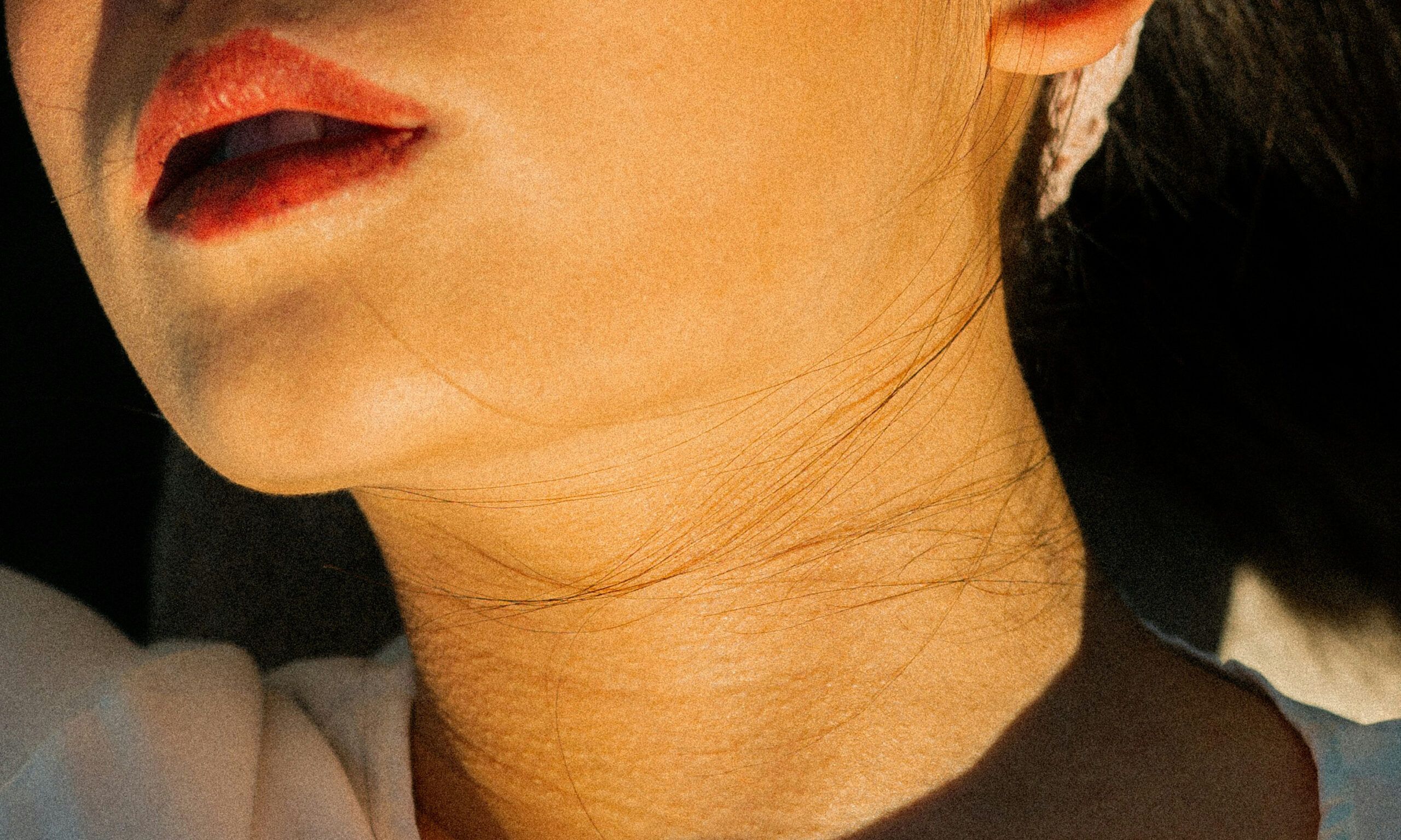 woman's chin and jaw area in sunlight