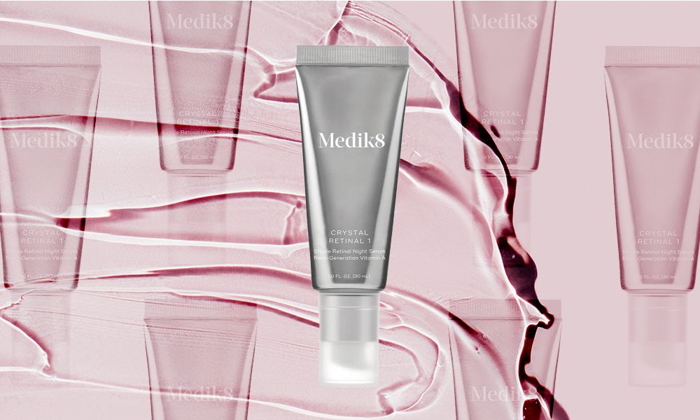 medik8 retinol on pink background