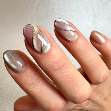 muted metallic nails