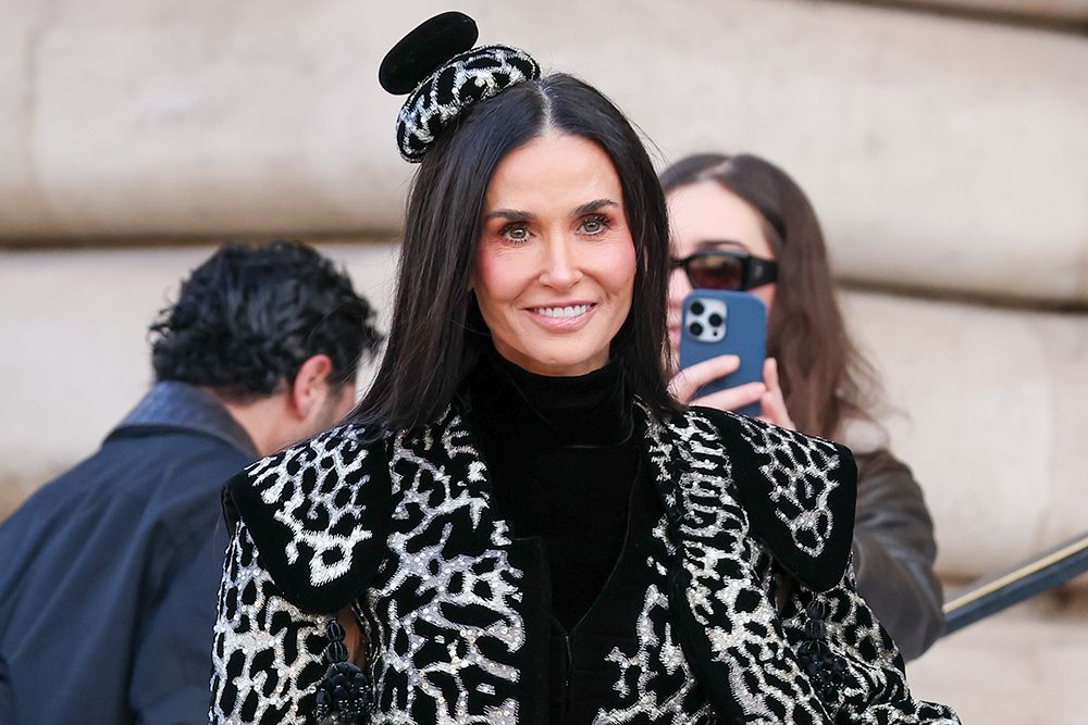 PARIS, FRANCE - JANUARY 26: Demi Moore attends the Schiaparelli Haute Couture Week Spring/Summer 2026 show as part of Paris Fashion Week on January 26, 2026 in Paris, France. (Photo by Stephane Cardinale - Corbis/Corbis via Getty Images)
