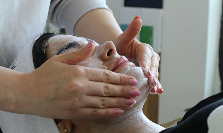 woman getting a facial