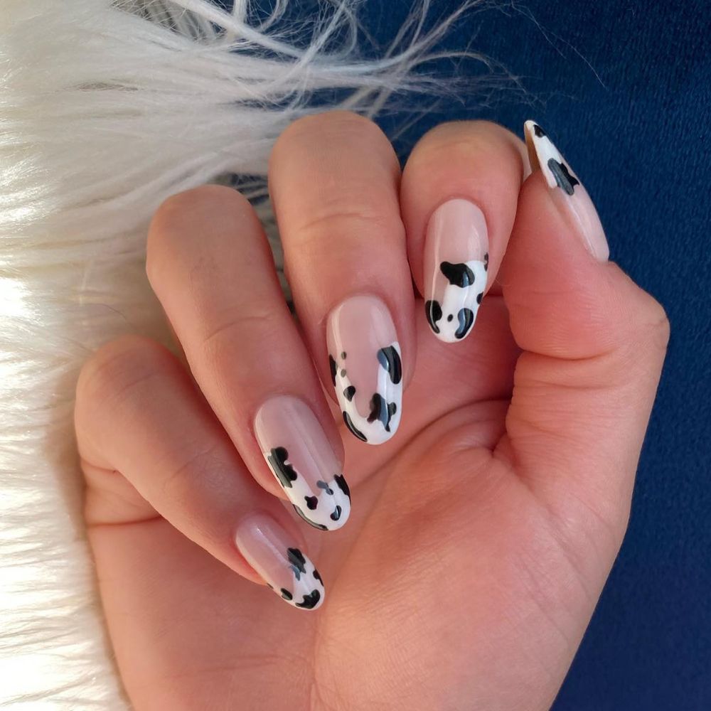 Cow Print French Manicure