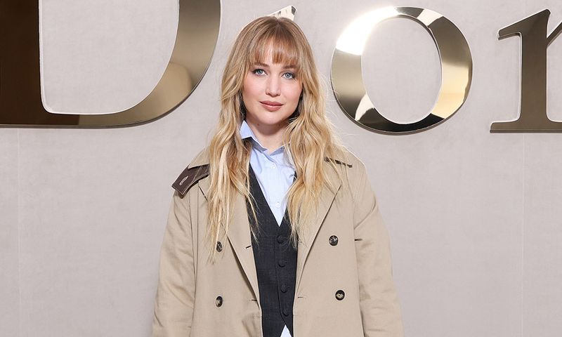 PARIS, FRANCE - OCTOBER 01: (EDITOR’S NOTE: Image has been retouched at the request of the client.)Jennifer Lawrence attends the Christian Dior Womenswear Spring/Summer 2026 show as part of Paris Fashion Week on October 01, 2025 in Paris, France.