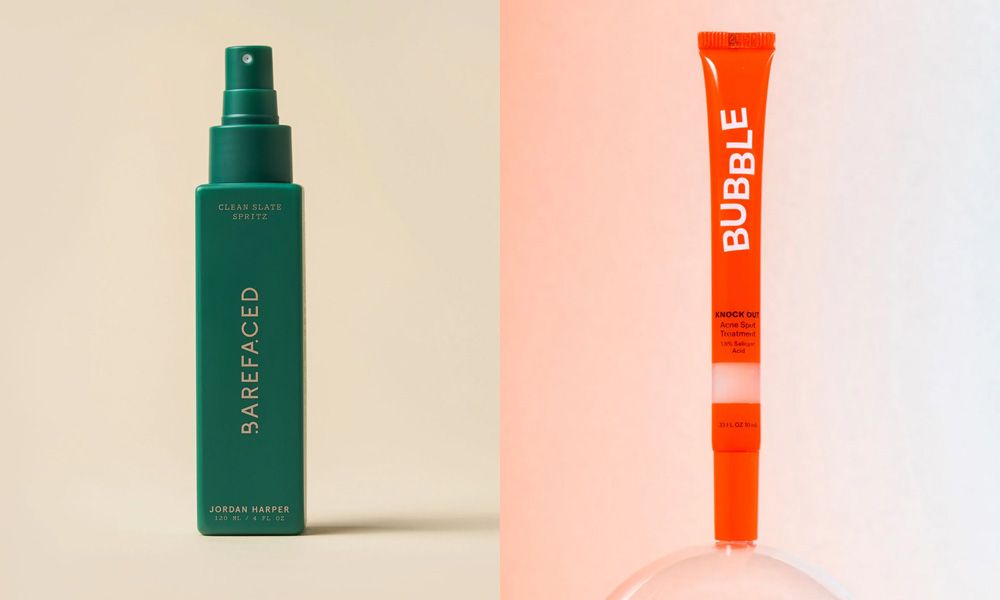 Barefaced and Bubble acne products