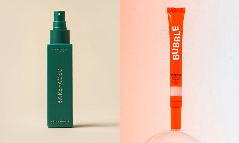Barefaced and Bubble acne products