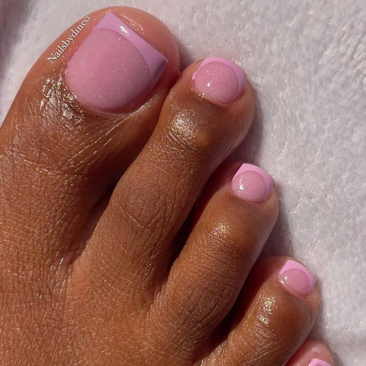 Pink-on-pink French pedicure