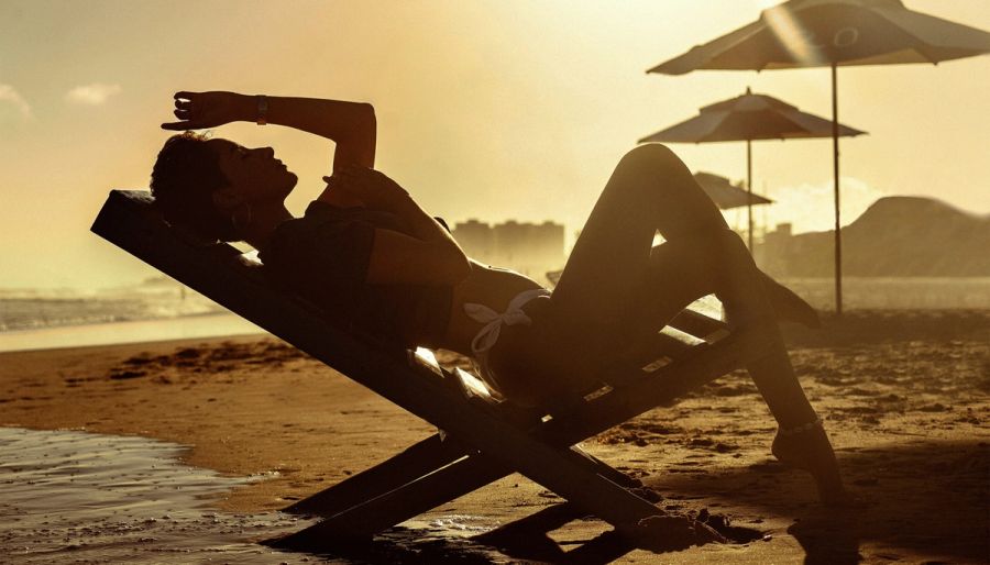 woman soaking up the sun