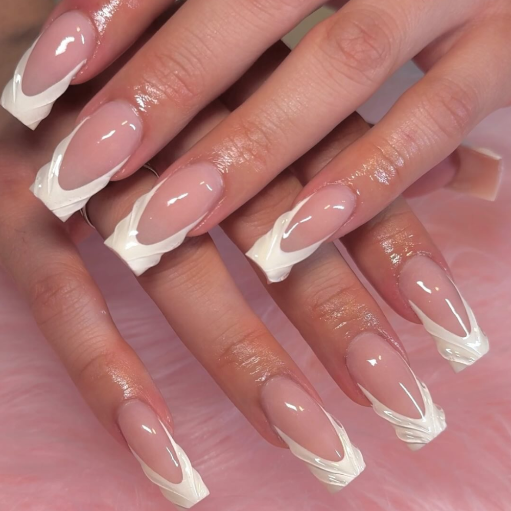 Square French Tips With Interest