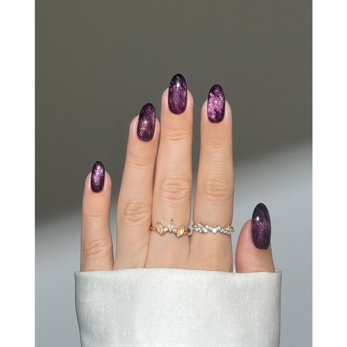 purple glass aura nails